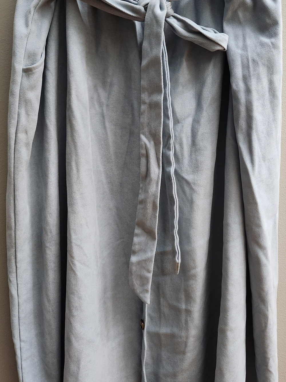SHEIN Curvy 4XL Light Blue Midi Skirt Elasti Tie Waist W/Button Detail